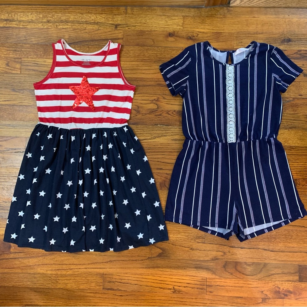 Girls Casual Romper & Dress Bundle
Place Red White & Blue Dress
Blue Romper